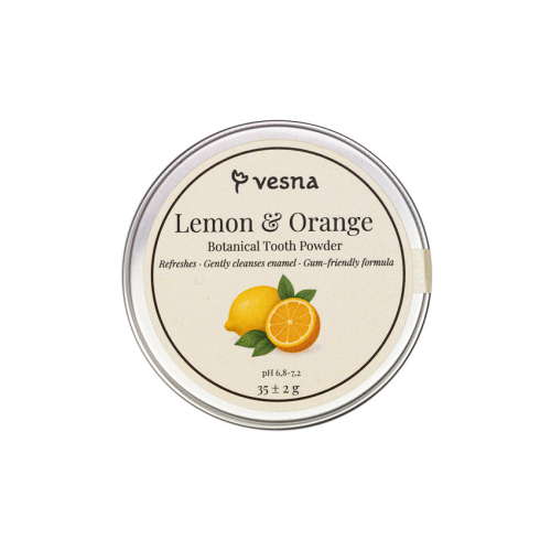 ТМ Vesna Освежающий зубной порошок Лимон и Апельсин НФ-00029201 ТМ Vesna Освежающий зубной порошок Лимон и Апельсин НФ-00029201