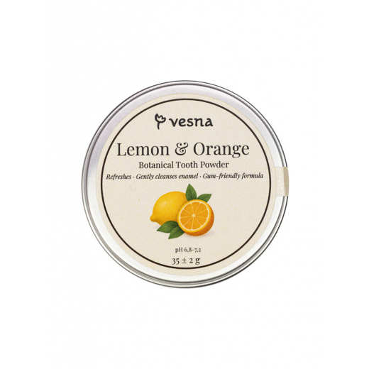ТМ Vesna Освежающий зубной порошок Лимон и Апельсин