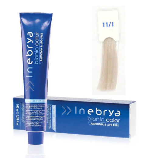 Крем-краска Bionic Color Inebrya 11/1 супер-светлый платиновый блондин пепельный, 100 мл
