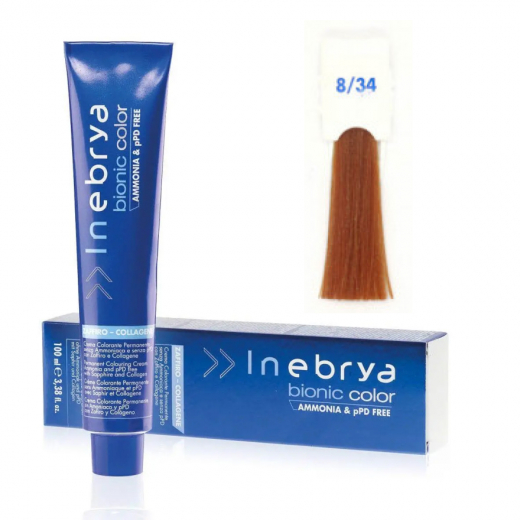 Крем-фарба Bionic Color Inebrya 8/34 блондин золотисто-мідний, 100 мл