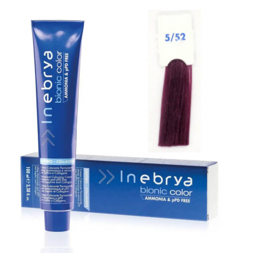 Крем-краска Bionic Color Inebrya 5/52 светло-каштановый махагоново-фиолетовый, 100 мл