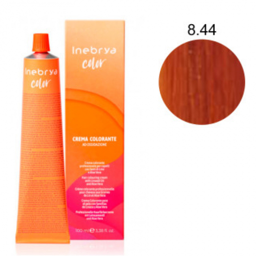 Крем-фарба для волосся Inebrya Сolor 8.44 світлий блондин мідний інтенсивний, 100 ml