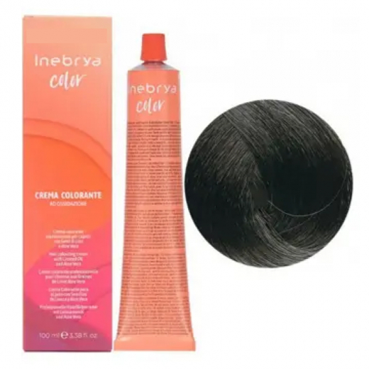 Крем-фарба для волосся Inebrya Сolor 1.0 чорний інтенсивний, 100 ml