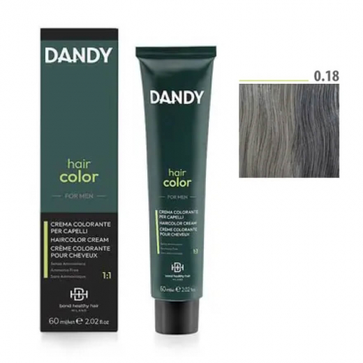 Dandy hair сolor крем-фарба для чоловіків 0/18 світло-срібний тонер, 60 ml