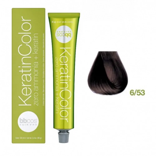 Bbcos KERATIN COLOR краска для волос 6/53 блондин темно-золотистый красного дерева., 100 ml