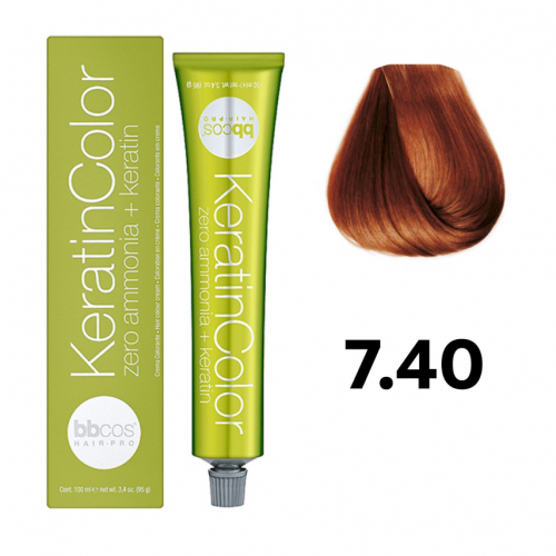 Bbcos KERATIN COLOR краска для волос 7/40 медный интенсивный, 100 ml