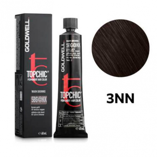 Стійка професійна фарба для волосся Goldwell Topchic Hair Color Coloration 3NN темний натуральний коричневий екстра, 60мл