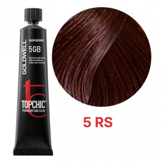 Стійка професійна фарба для волосся Goldwell Topchic Hair Color Coloration 5RS - червоне срібло, 60мл