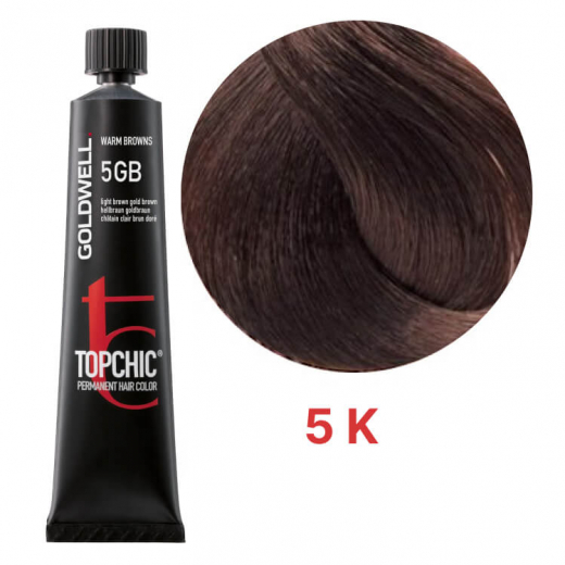 Стійка професійна фарба для волосся Goldwell Topchic Hair Color Coloration 5K червоне дерево мідний, 60мл