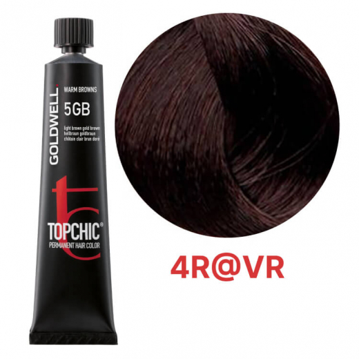 Стійка професійна фарба для волосся Goldwell Topchic Hair Color Coloration 4R@VR, 60мл