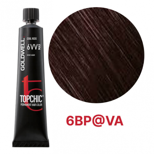 Стійка професійна фарба для волосся Goldwell Topchic Hair Color Coloration 6BP@VA перловий світлий шоколад з попелясто-фіолетовим відливом, 60мл
