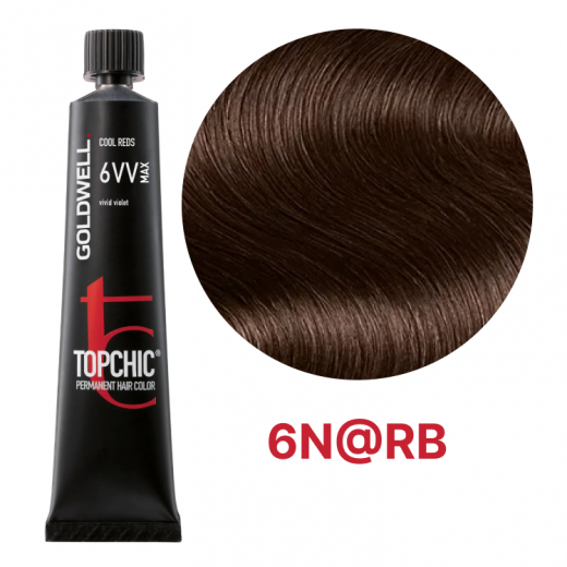 Стійка професійна фарба для волосся Goldwell Topchic Hair Color Coloration 6N@RB Червоно-коричневий, 60мл