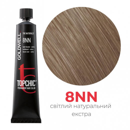 Стійка професійна фарба для волосся Goldwell Topchic Hair Color Coloration 8NN світлий блондин екстра, 60мл