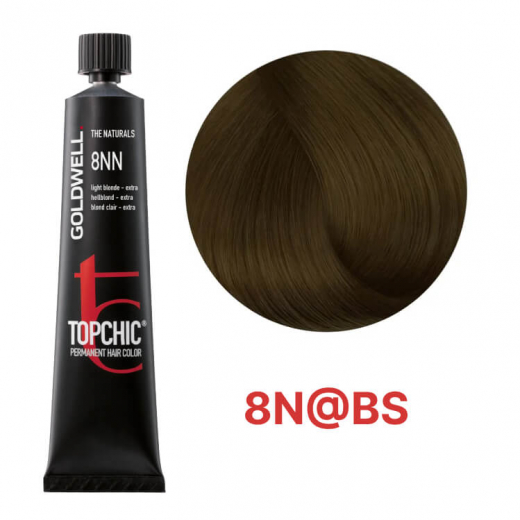 Стійка професійна фарба для волосся Goldwell Topchic Hair Color Coloration 8N@BS, 60мл