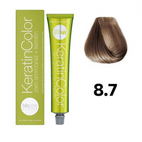 Bbcos KERATIN COLOR краска для волос 8/7 блондин светло-бежевый, 100 ml