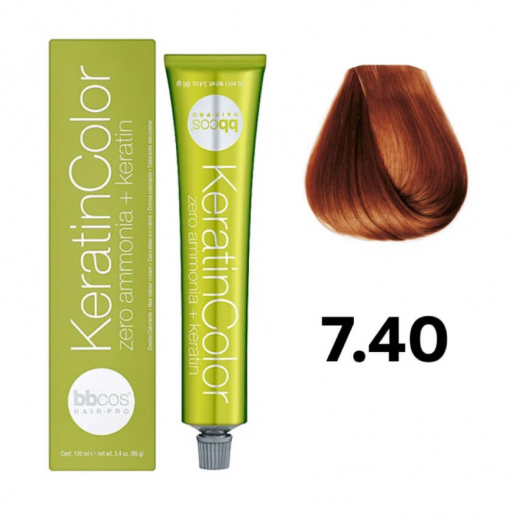 Bbcos KERATIN COLOR краска для волос 7/40 медный интенсивный, 100 ml