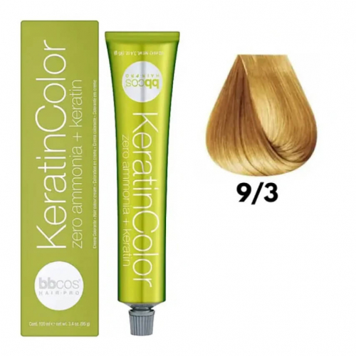 Bbcos KERATIN COLOR краска для волос 9/3 блондин очень светло-золотистый, 100 ml.