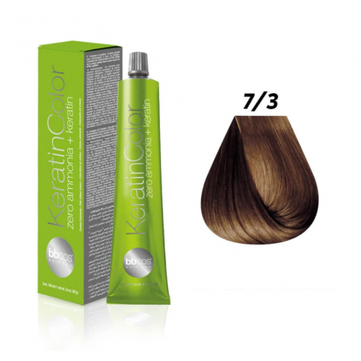 Bbcos KERATIN COLOR краска для волос 7/3 золотистый блондин, 100 ml