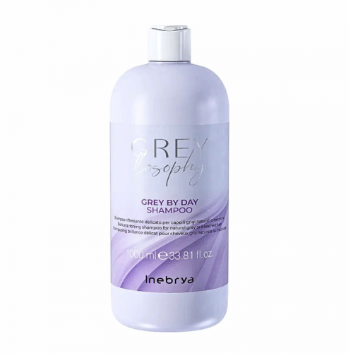 Шампунь тонирующий для натурального, седого и блондированного волка Inebrya Grey By Day Shampoo, 1000 мл 8008277264783