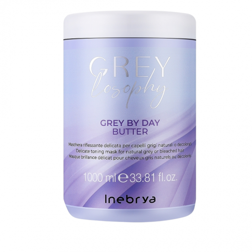 Маска тонирующая для натуральных, седых и блондированных волос Inebrya Grey By Day Butter, 1000 мл