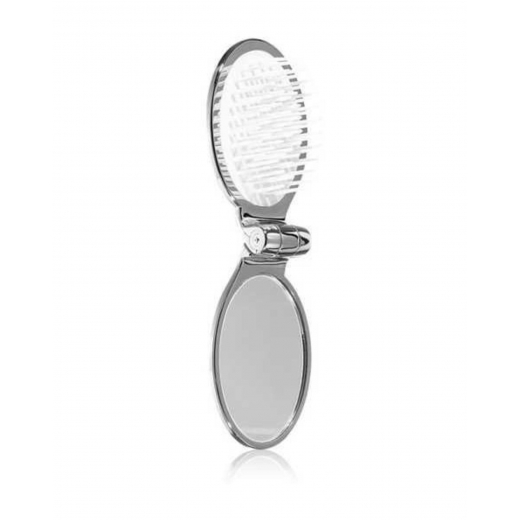 Складная расческа для волос с зеркалом Janeke, серебро