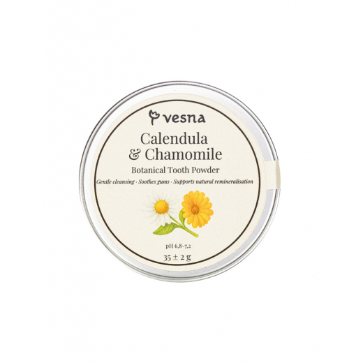 ТМ Vesna Успокаивающий зубной порошок Календула и Ромашка ТМ Vesna Успокаивающий зубной порошок Календула и Ромашка