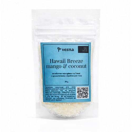 Vesna Пробник Цукрово-сольовий скраб для тіла “Гавайський бриз” з манго та кокосом, 30 g НФ-00029756