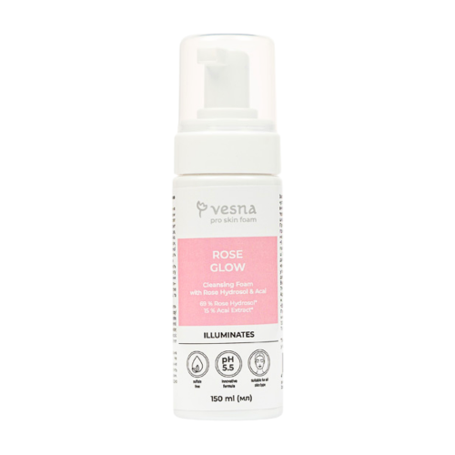 ТМ Vesna Очистительная пенка для лица ROSE GLOW с розовой водой и экстрактом асаи 150 ml НФ-00029073