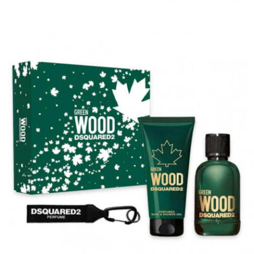 Набор Dsquared2 Green Wood Pour Homme для мужчин - set (edt 100 ml + sh/g 100 ml + key ring)
