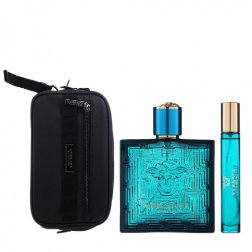 Набор Versace Eros Eau de Toilette для мужчин - set (edt 100 ml + edt 10 ml mini + pouch)