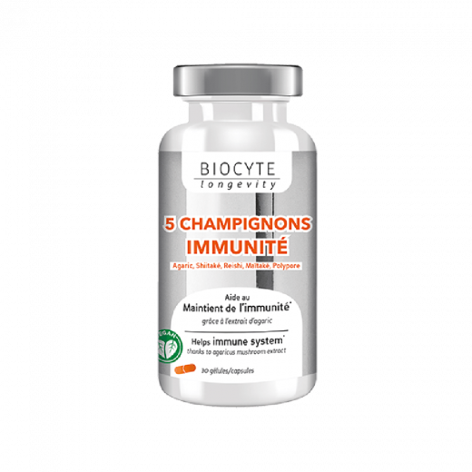 
                Biocyte 5 Champignons Способствует снижению усталости и нормальному функционированию иммунной системы, повышает устойчивость к заболеваниям, 30 кап