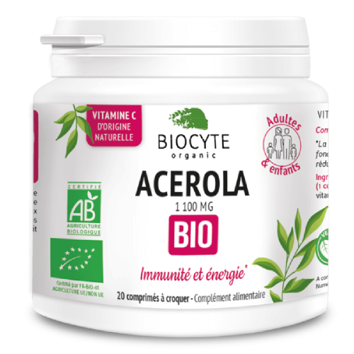 Biocyte Acerola Bio Aцерола допомагає зменшити втому та сприяє функціонуванню імунної системи завдяки вітаміну C, 20 капсул