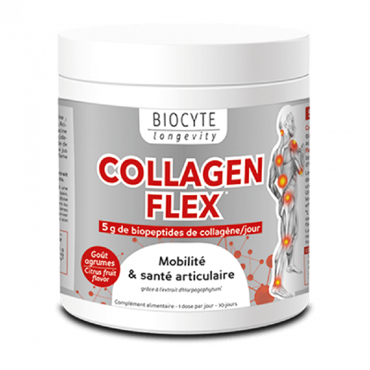 
                Biocyte Collagen Flex Помогает сохранить суставы здоровыми и комфортными, а также обеспечивает хорошую подвижность благодаря гарпагофитуму, 30 х 8 г