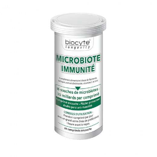 
                Biocyte Microbiote Immunite Три активных ингредиента способствуют здоровому функционированию иммунной системы, 20 капсул