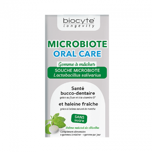 
                Biocyte Microbiote Oral Care Добавка диетическая в форме жевательной резинки, способствует хорошему здоровью полости рта, 8 шт.