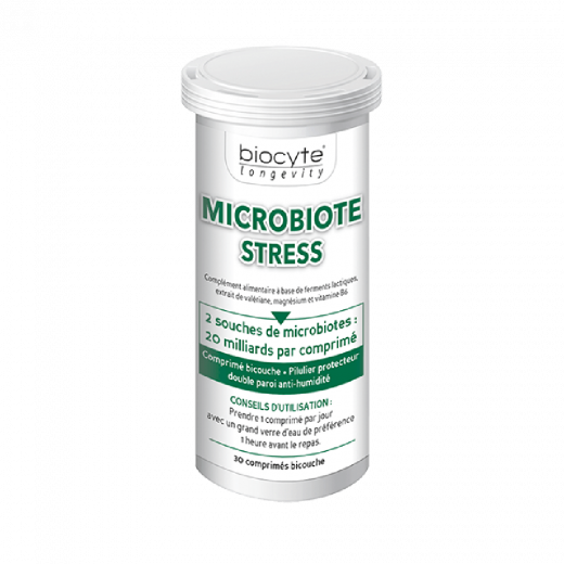 
                Biocyte Microbiote Stress Диетическая добавка, улучшает психическое самочувствие в случаях напряженности и стресса, 30 капсул