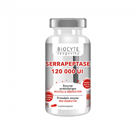 
                Biocyte Serrapeptase Диетическая добавка уменьшает воспаление и отеки, нормализует производство коллагена, 60 капсул