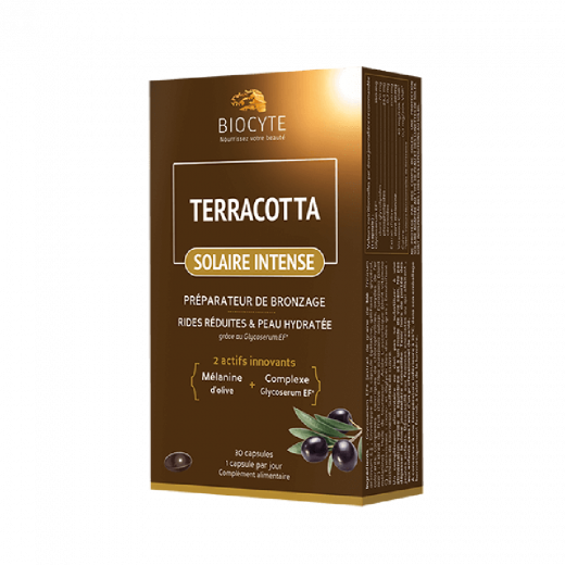 
                Biocyte Terracotta Solar Intense Готує шкіру до впливу сонця, посилює засмагу та зберігають молодість шкіри, 30 капсул