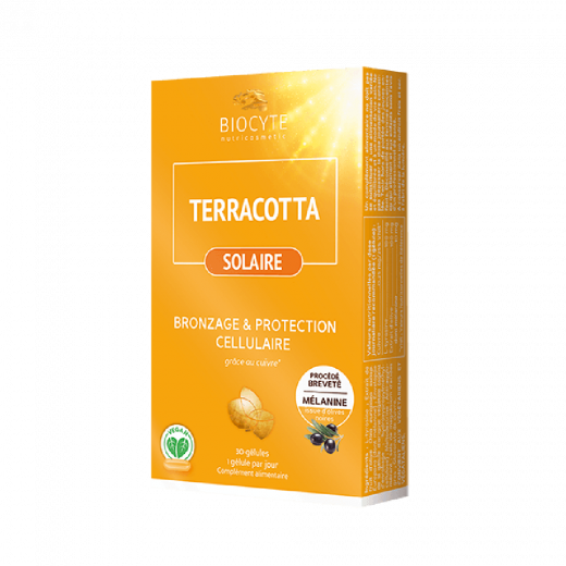
                Biocyte Terracotta Cocktail Solaire Добавка дієтична готує шкіру до впливу сонця, посилює засмагу діє як активатор засмаги, 30 стіків