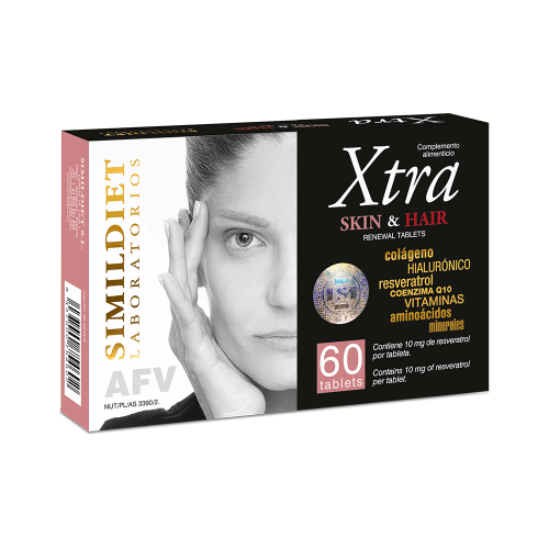 Simildiet Xtra Skin & Hair Комплексный подход к красоте кожи и волос Стимулирует выработку эндогенного коллагена, возвращая коже упругость и увлажненность, 60 капсул