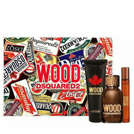 Набор Dsquared2 Wood Pour Homme для мужчин (оригинал) - set (edt 100 ml + edt 10 ml mini + sh/g 150 ml)