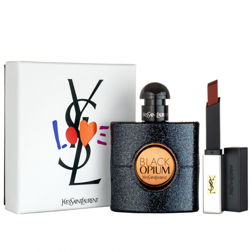 Набор Yves Saint Laurent Black Opium (EDP) для женщин (оригинал) - set (edp 50 ml + slim sheer matte lipstick No 1072 g) 1.60921