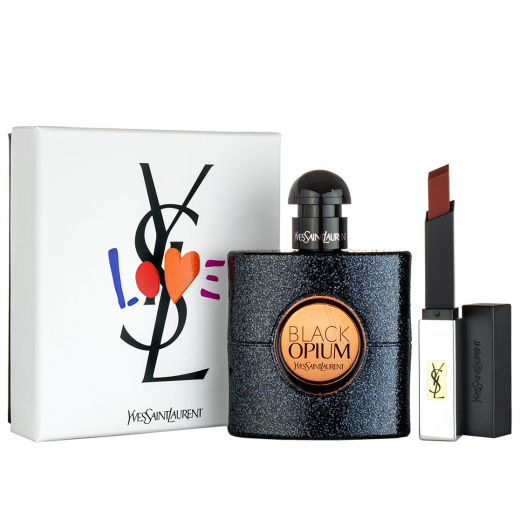 Набор Yves Saint Laurent Black Opium (EDP) для женщин (оригинал) - set (edp 50 ml + slim sheer matte lipstick No 1072 g)