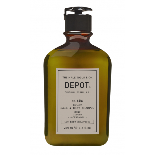 
                DEPOT 606 СПОРТ  Освіжаючий шампунь для волосся і тіла з ароматом м'яти, імбиру і кардамону, 250 ml