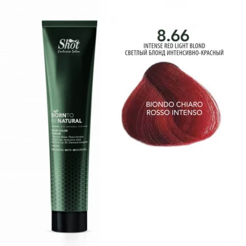 Shot Born to be NATURAL 8.66 світлий блонд інтенсивний-червоний б\аміаку, 100 ml НФ-00015542