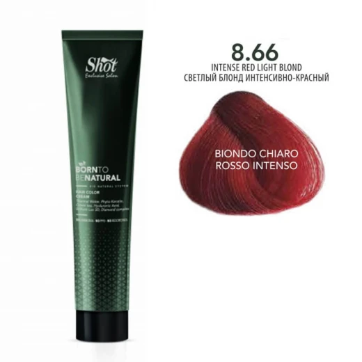 Shot Born to be NATURAL 8.66 світлий блонд інтенсивний-червоний б\аміаку, 100 ml