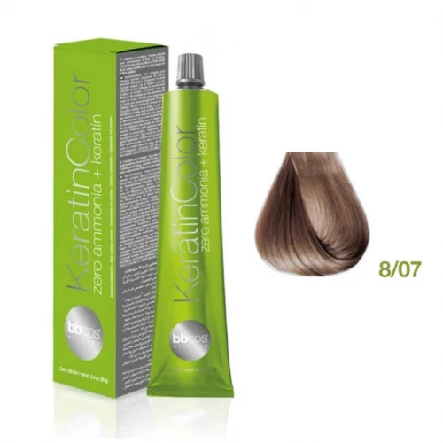 Bbcos KERATIN COLOR краска для волос 8/07 табак светлый, 100 ml 8051566443376