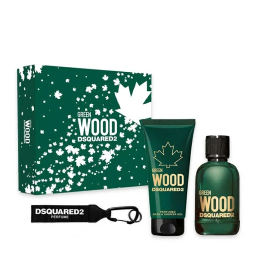 Набор Dsquared2 Green Wood Pour Homme для мужчин - set (edt 100 ml + sh/g 100 ml + key ring)