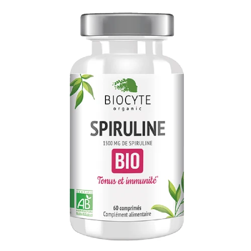 Biocyte Spiruline Bio Добавка богата белком, витаминами и минералами, помогает повысить тонус, бодрость и иммунитет нашего организма, 60 капсул 17.BIOSP01.6253443